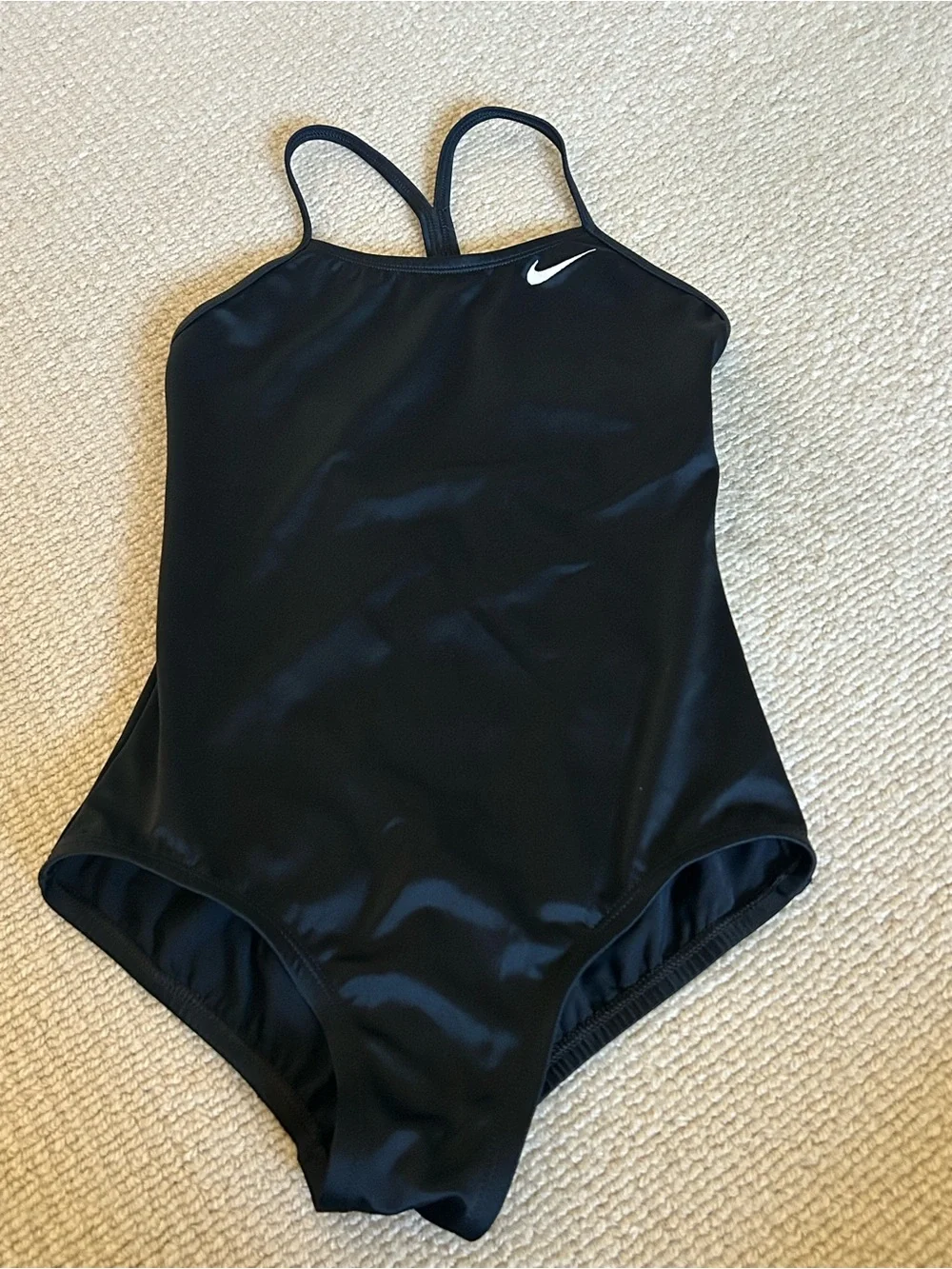 Nike Kids Black One-Piece Swimsuit with White Swoosh